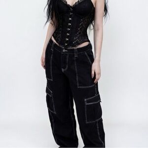 NWT Black and White Cargo Jeans - Fashion Nova